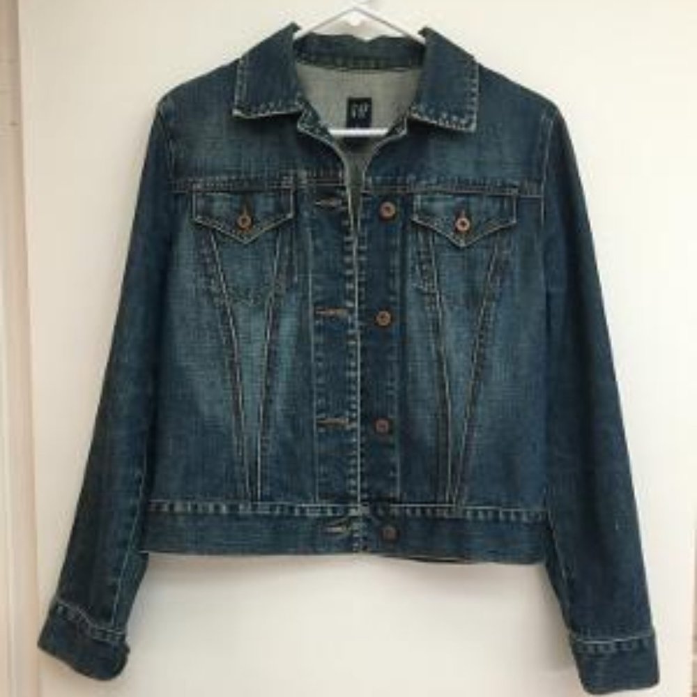 Dark Blue Washed Denim Jacket from Gap/ Size Small
